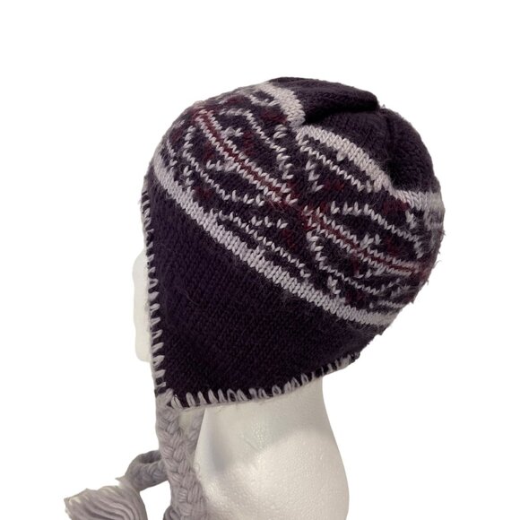 Bundle 2 Columbia  Burgundy & Orange Knit Fleece Lined Earflap and navy blue and - Picture 8 of 15
